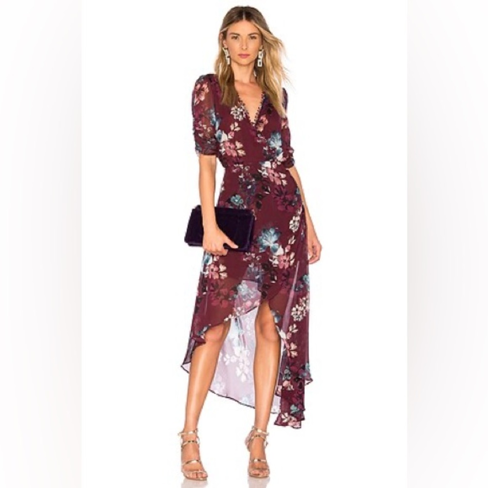 COPY - NICHOLAS Burgundy floral dress  (100% Silk).